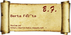 Berta Fáta névjegykártya